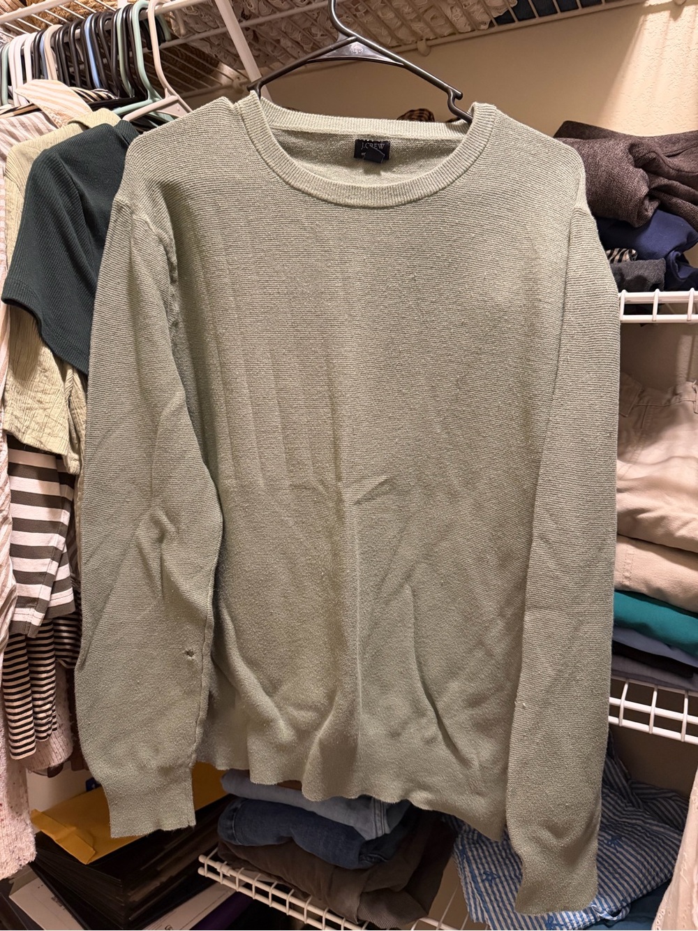J. Crew Men's Crewneck Sweater in Light Sage